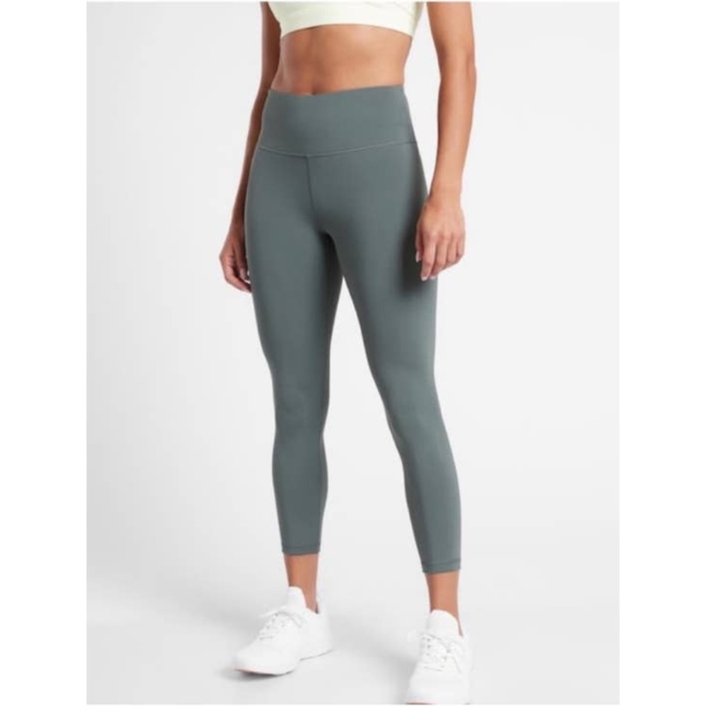 Athleta Women’s Large Elation Train 7/8 Tight Leggings Green Metropolis Gray